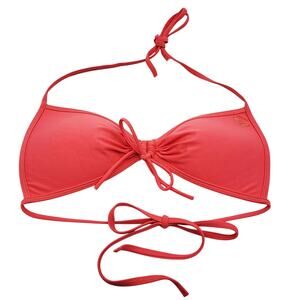 Roxy Swim Coral Pink Triangle Bikini Top Adjustable Halter Neck Ties Women's L